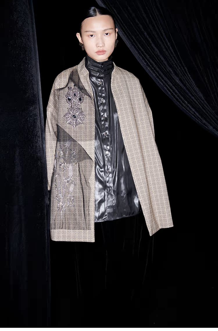 M essential Mackay designer brand embroidered new Chinese cardigan top - grunt.