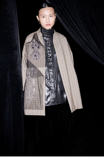 M essential Mackay designer brand embroidered new Chinese cardigan top - grunt.