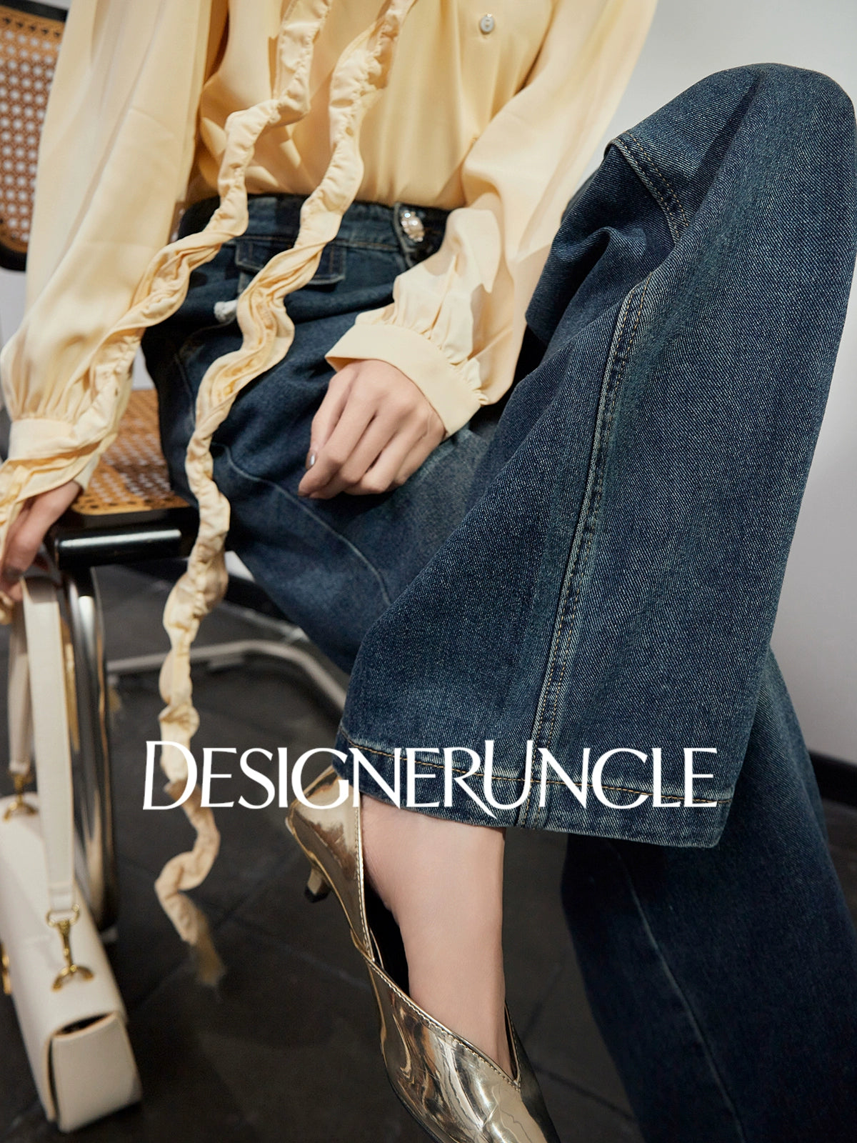 DGU "Lan Shape" Blue Jeans New Retro Wide-leg High-Waist Slimming Versatile Pants - VIE ?