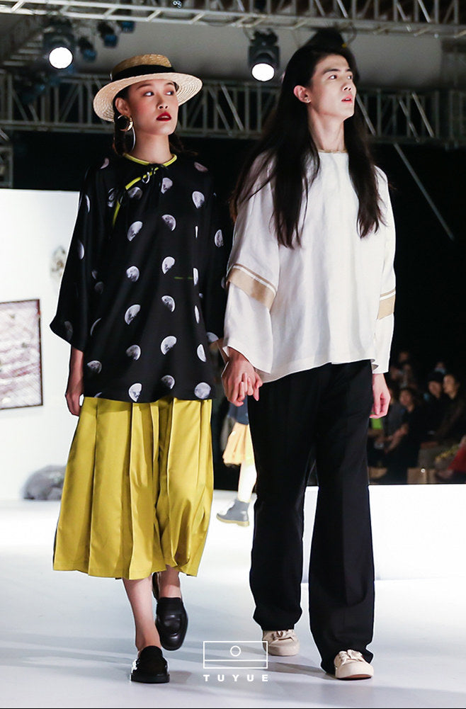 TUYUE Yellow Elastic Waist Pleated Everyday Casual Skirt- PRISCA.