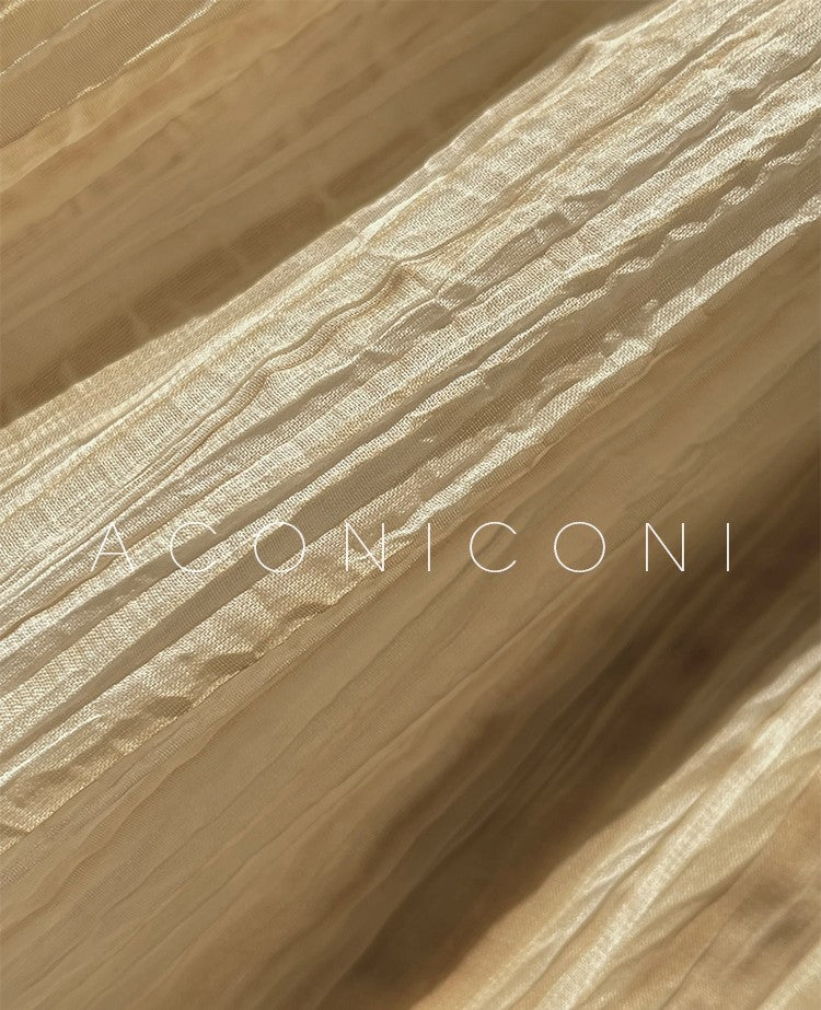 Aconiconi Elegant Wave Pattern Long Sleeve Loose Wedding Guest Dress- Dune