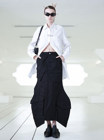 ANNAKIKI Three-dimensional Long Sleeve Long Shirt -JAKE.