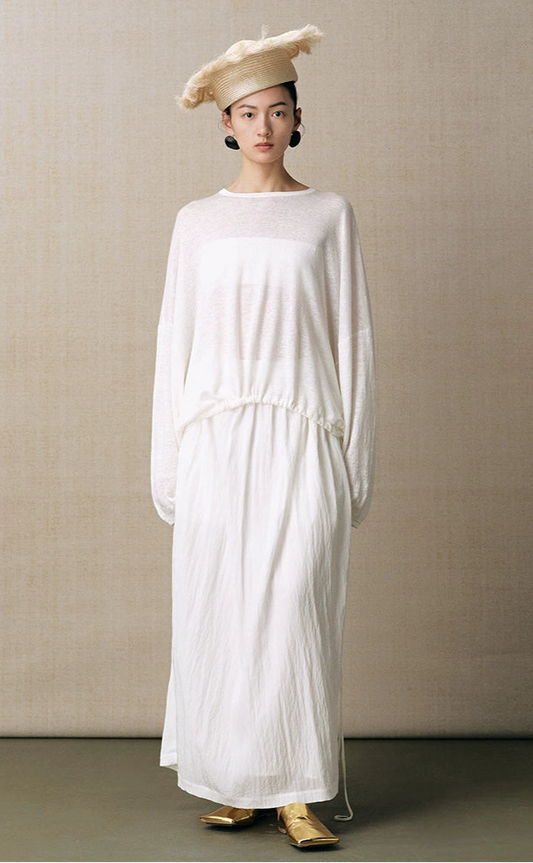ZHUCHONGYUN pile-pleated knitted long-sleeved top-HAN.