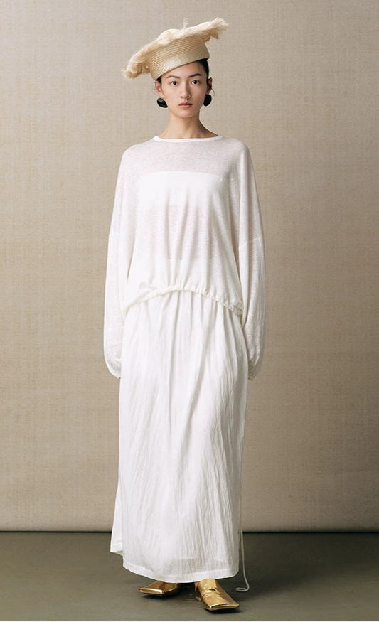 ZHUCHONGYUN pile-pleated knitted long-sleeved top- BATTER.