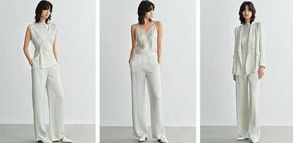 COMME MOI  Acetate Straight Leg green Pants - EMMA.