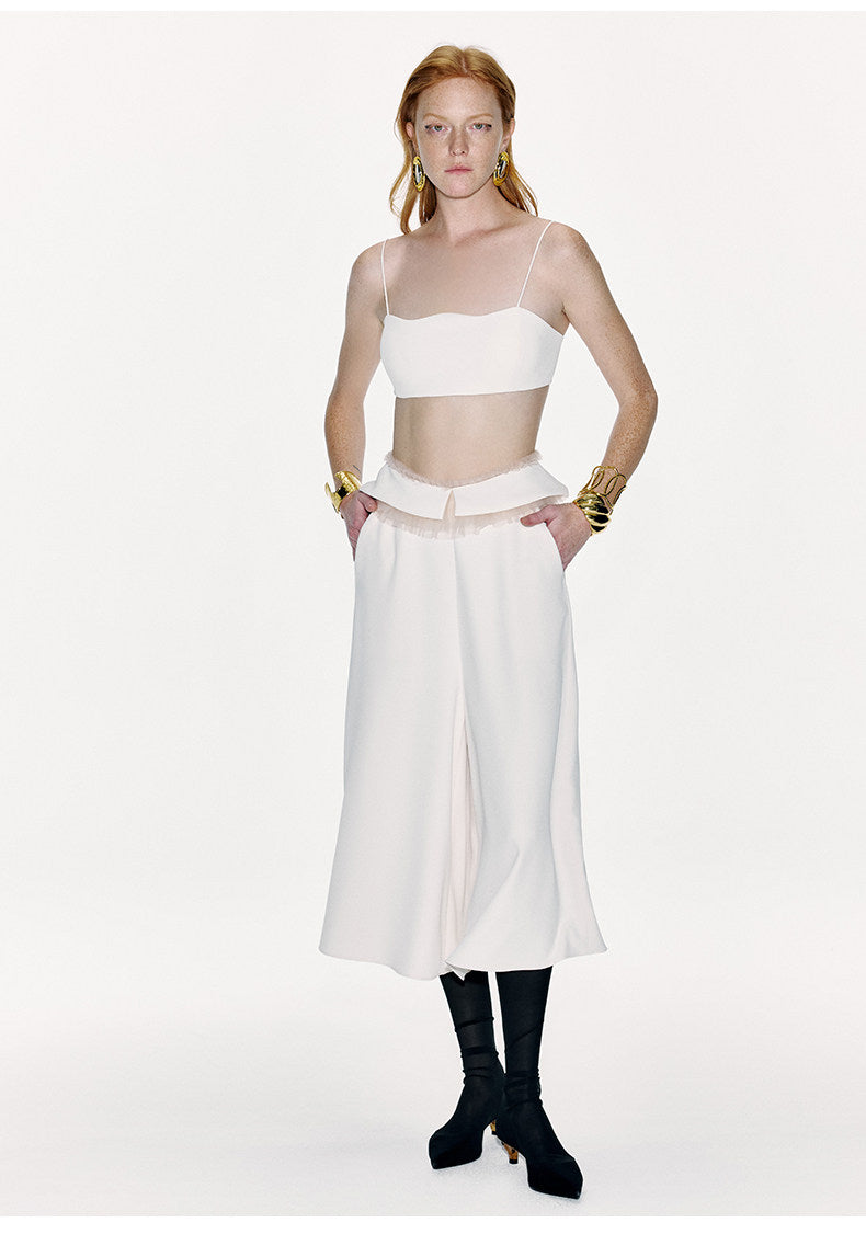 ATELIER MISS LU Genuine Hem Multilayer Rolled Straight Cropped Pants - JONAS