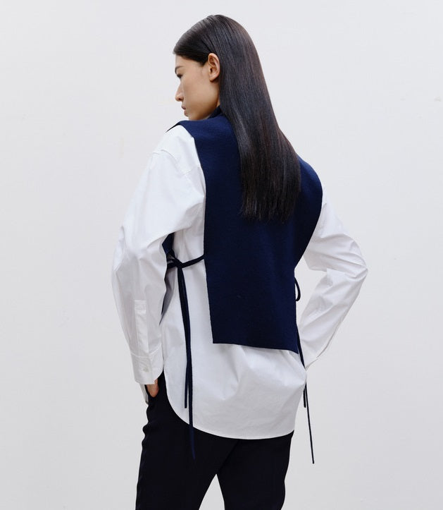 COMME MOI Lu Yan designer new women's casual fashionable wool knitted turtleneck shoulder - FADED.