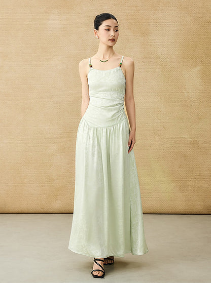 HECO Chinese Jacquard Halterneck Slip Dress  - KNO .