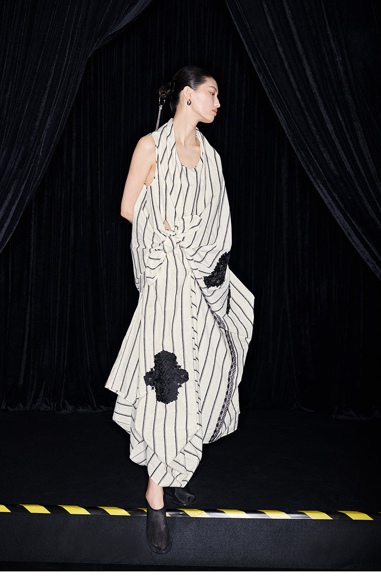 M essential Mackay designer yarn-dyed paismi embroidered knot top skirt set  - Zen.