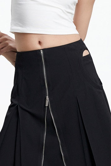 TINY IN arc cutout zipper versatile women's A-line skirt -GENI