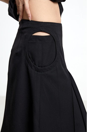 TINY IN arc cutout zipper versatile women's A-line skirt -GENI