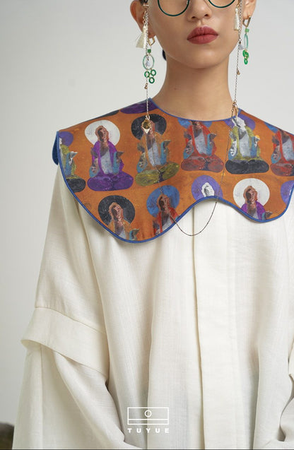 TUYUE Dunhuang Mural Print Cloud Shoulder- SHAYLA.