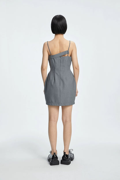 TINY IN curved waist irregular slip short Dress-JOJO