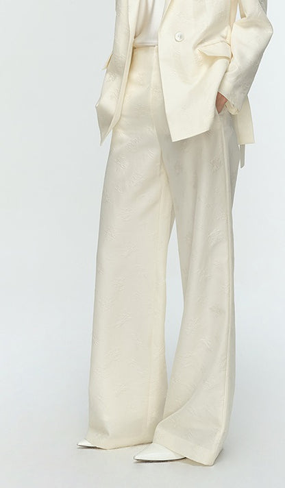 COMME MOI Lu Yan designer high-intelligence commuter silk wool jacquard wide-leg pants - BIEBER.