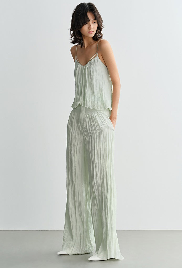 COMME MOI high-waisted pressed pleated wide-leg pant - TOBIAS.