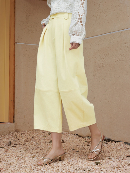 SUSHE eight-point straight banana relaxed wide-leg pants-KATY