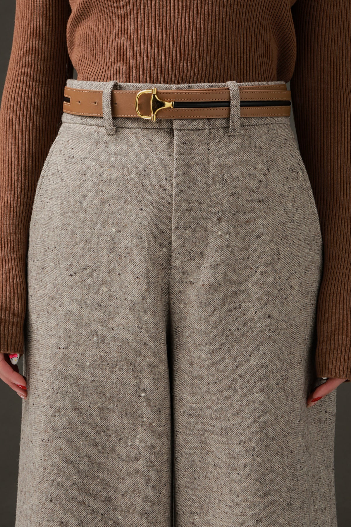 PIAOIN Vintage Literary Tweed Suit Shorts Versatile Commuter Pants LEX