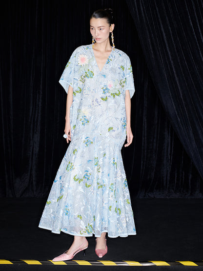 M essential Mackay designer Jiyi embroidery silk hand-dyed embroidery mermaid dress- YINKA.