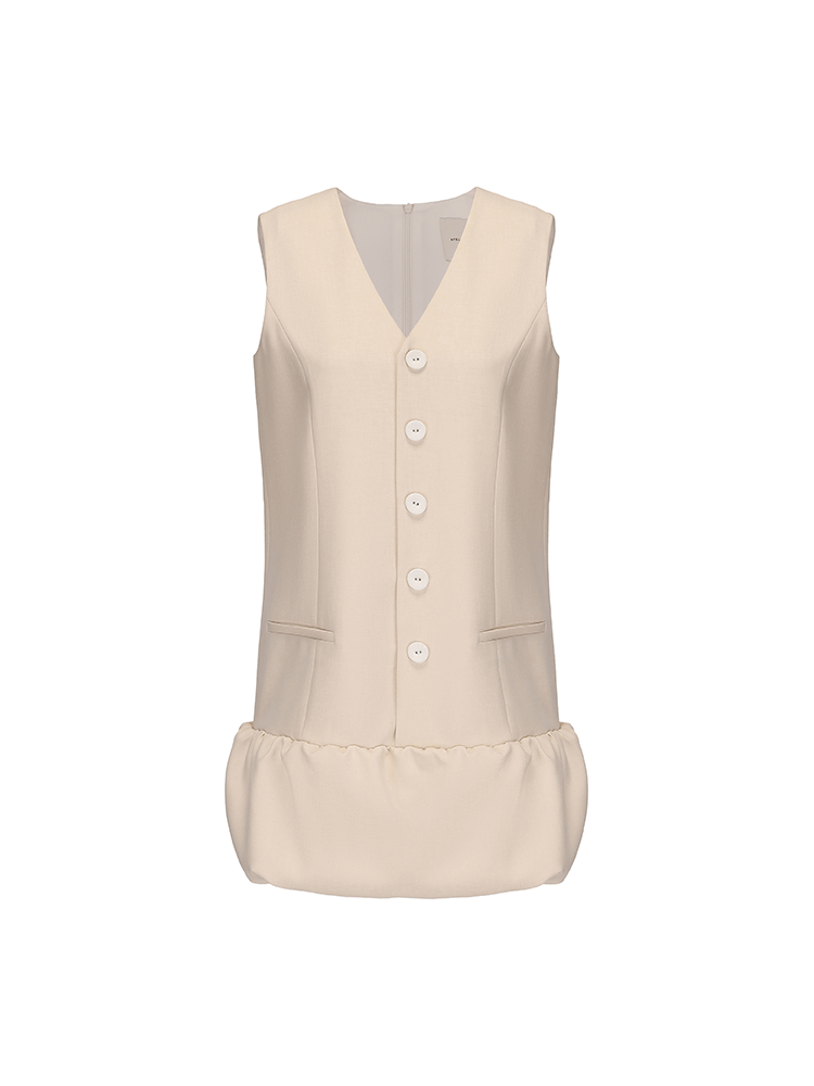 ATELIER MISS LUFluffy Bud Hem Panelled Button-Down Dress - CAPTIN.