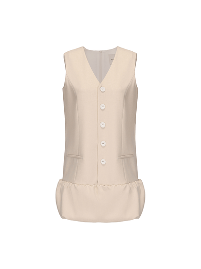 ATELIER MISS LUFluffy Bud Hem Panelled Button-Down Dress - CAPTIN.