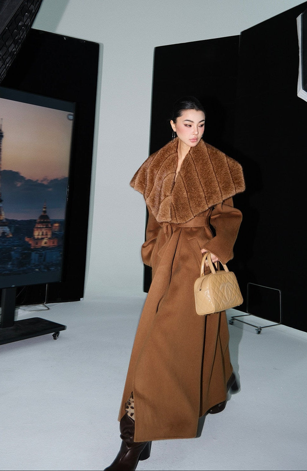 MEI SANGUAN fur collar retro woolen jacket - TYLER