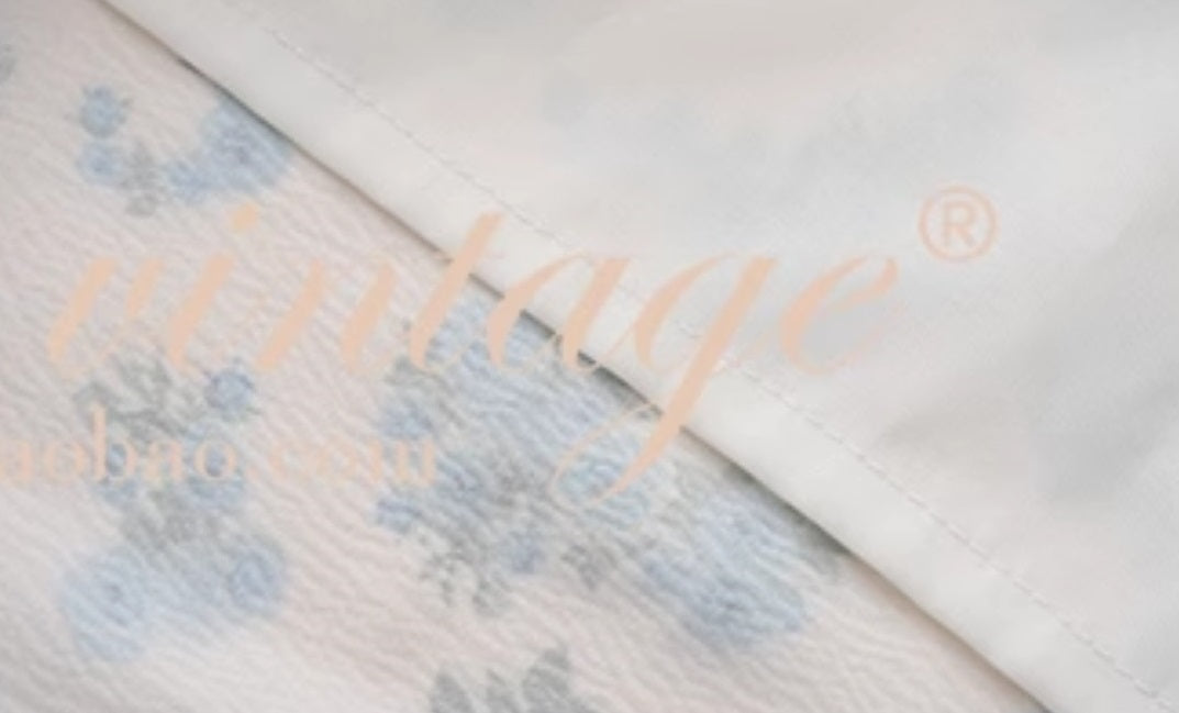 Le Palais Vintage blue floral princess square neck dress-ITSUKA