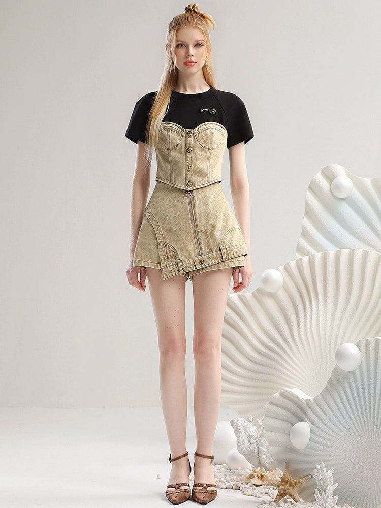 CHECOCRE Hakama Casual T-shirt Suit Top - MARCUS