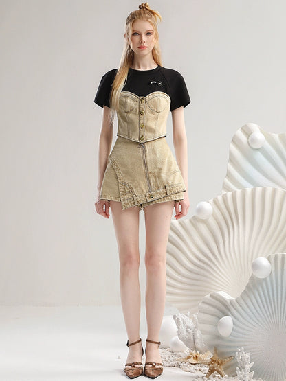 CHECOCRE Hakama Casual T-shirt Suit Top - MARCUS