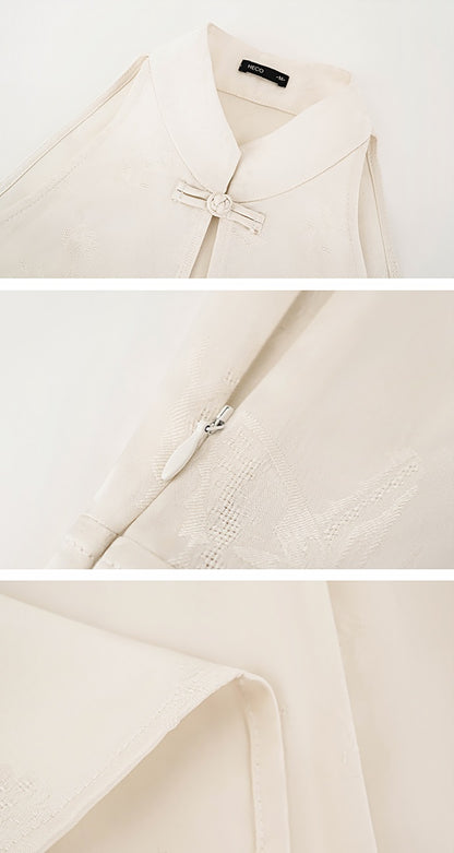 HECO Chinese stand-up collar pressed pleated vest top - SHADOW.