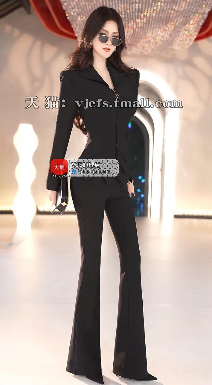 VJE  Slim Jacket High-waisted Two-Piece Set - MIC.
