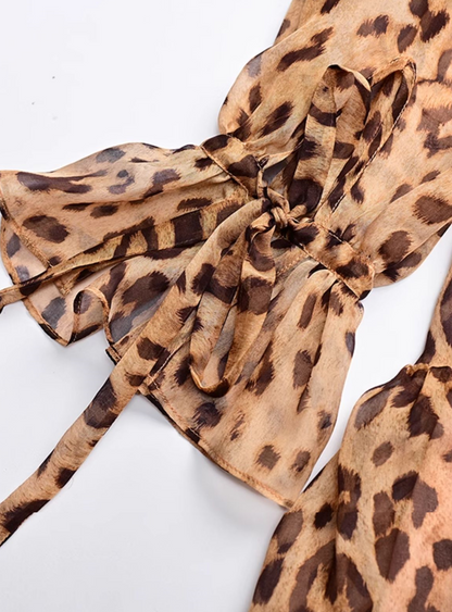 YES BY YESIR | Leopard Print Ruffle Short Dress -MALEINA.