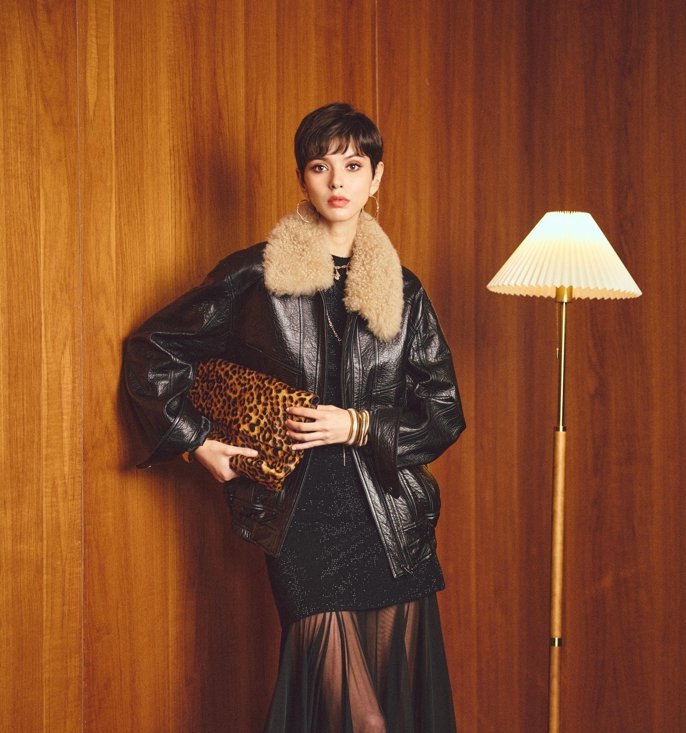 ANNASPEAK ROSSO Red Label Lambskin Detachable Wool Collar Vintage Jacket-XAVIER.