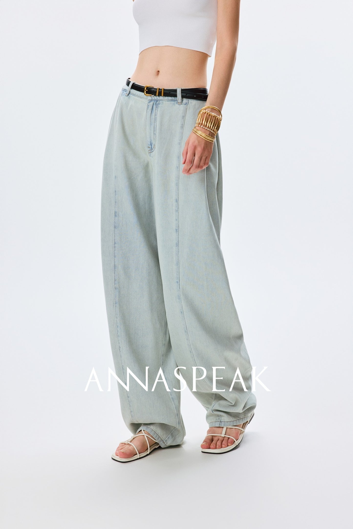 ANNASPEAK fashionable  cotton loose jeans-CHISA.
