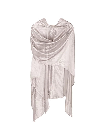 TUYUE nude pink glossy light Zen hooded shawl - ZAINAB