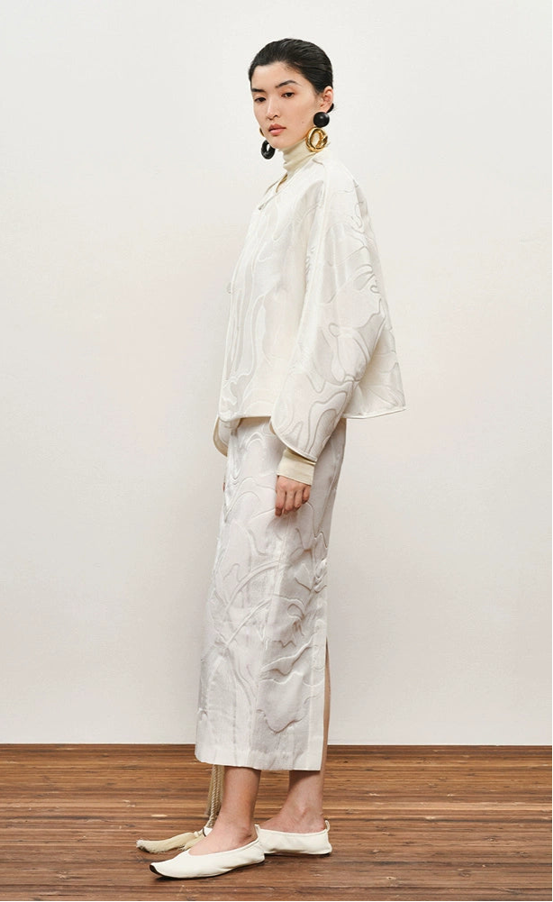 ZHUCHONGYUN Jacquard Crew Neck Loose Straight Jacket-MANCY.