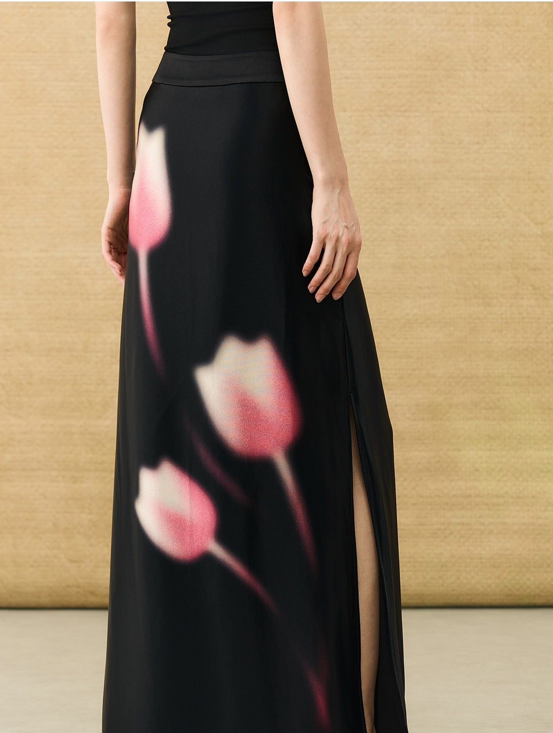 HECO Chinese high-end acetic acid skirt summer tulip print drape - ESSENCE.