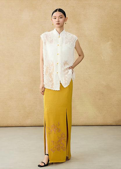 HECO summer high-waisted straight hip slit long skirt - KRISTOFF.