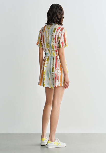 COMME MOI Lv Yan designer summer beach vacation short sleeve printed jumpsuit - SOPHIA.