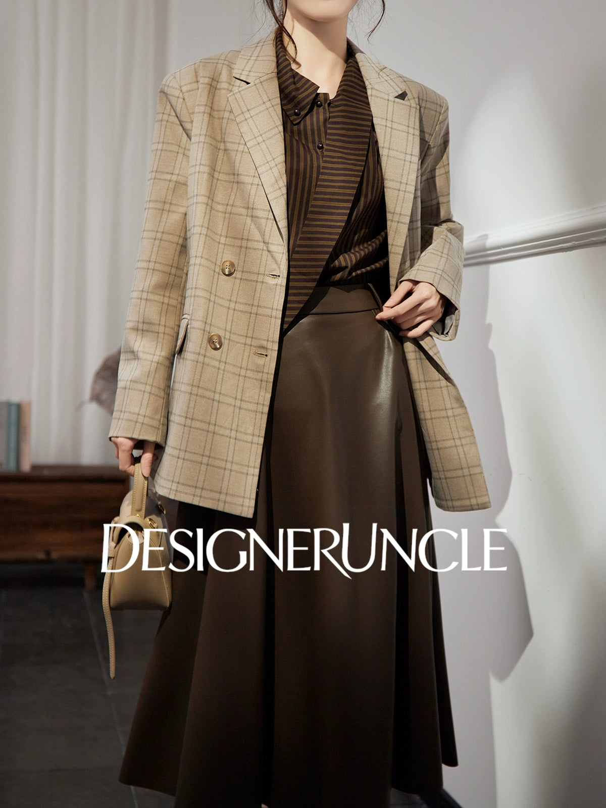 DGU|Khaki blazer new high-end niche retro trendy casual suit - JOY.