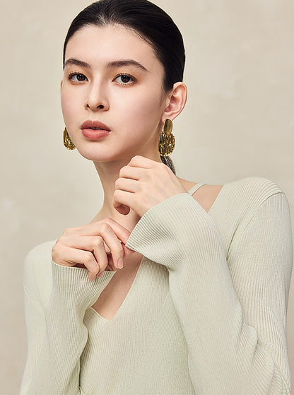 HECO Two Layered Knitted Long Sleeve Tops for Women - LIFE.