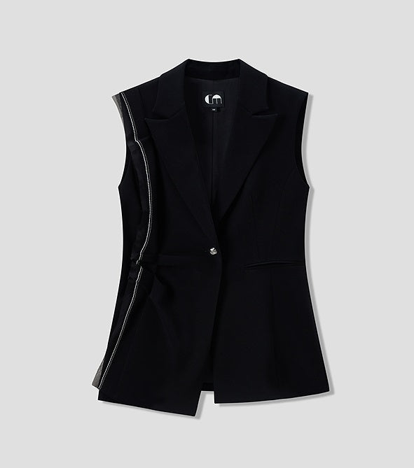 COMME MOI Lu Yan designer's new women's acetate lapel sleeveless slim suit - BROKEN.