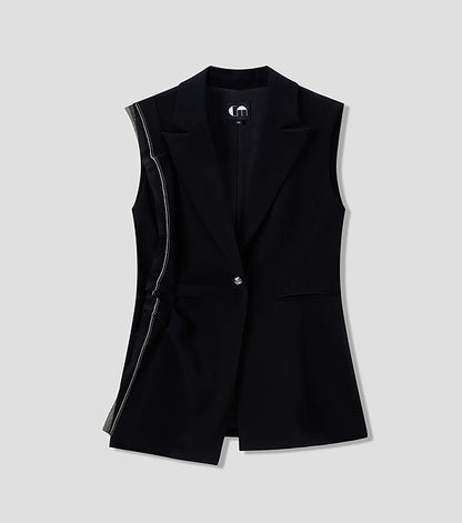 COMME MOI Lu Yan designer's new women's acetate lapel sleeveless slim suit - BROKEN.