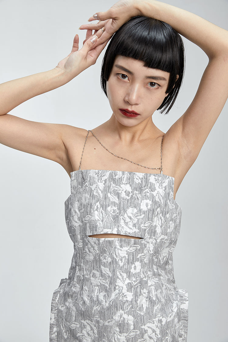TINY IN chain irregular jacquard camisole women gray top-NANA