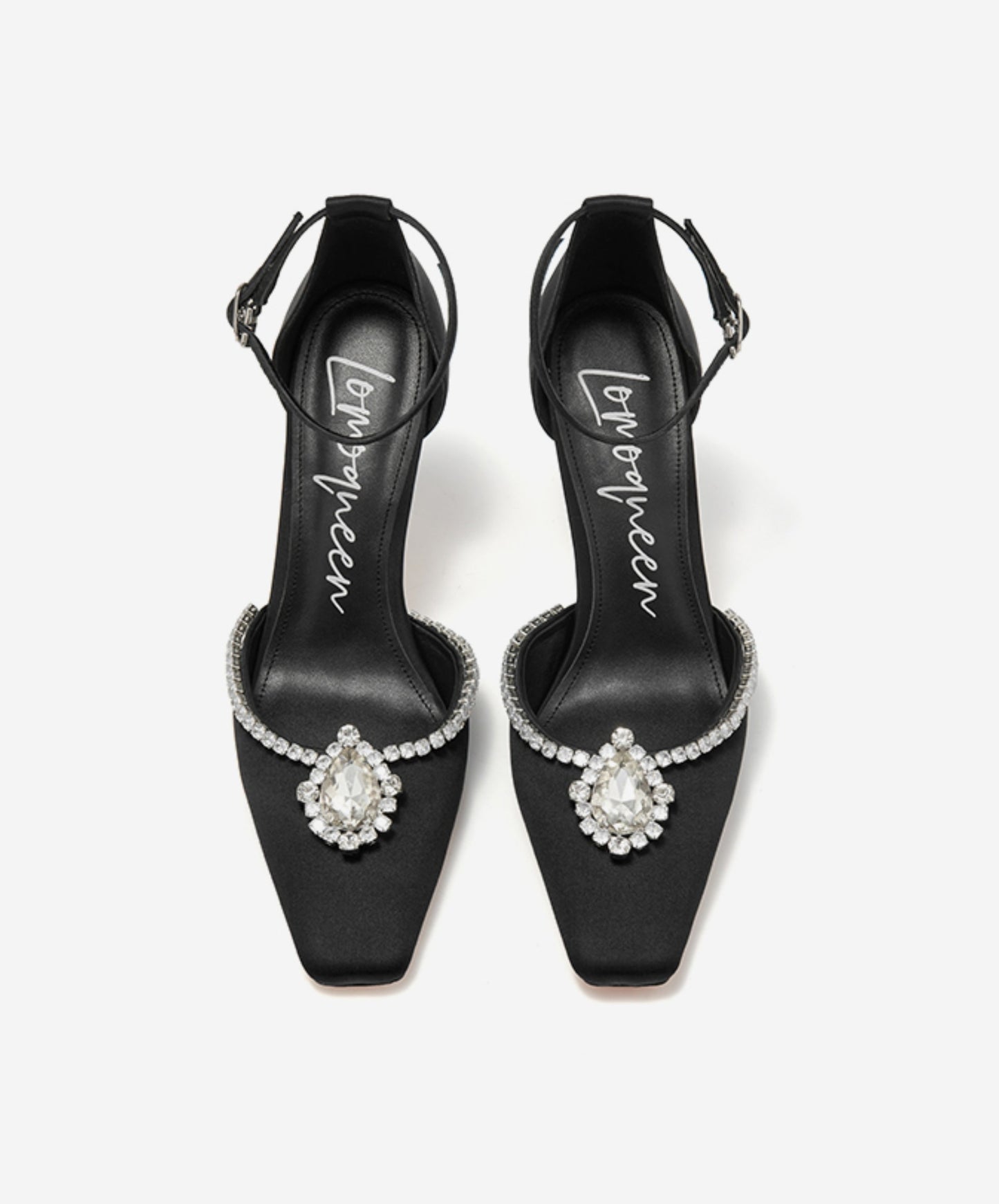 SHOESZOOO French Ankle Strap Stiletto Square Toe Crystal High Heels - MYSELF.