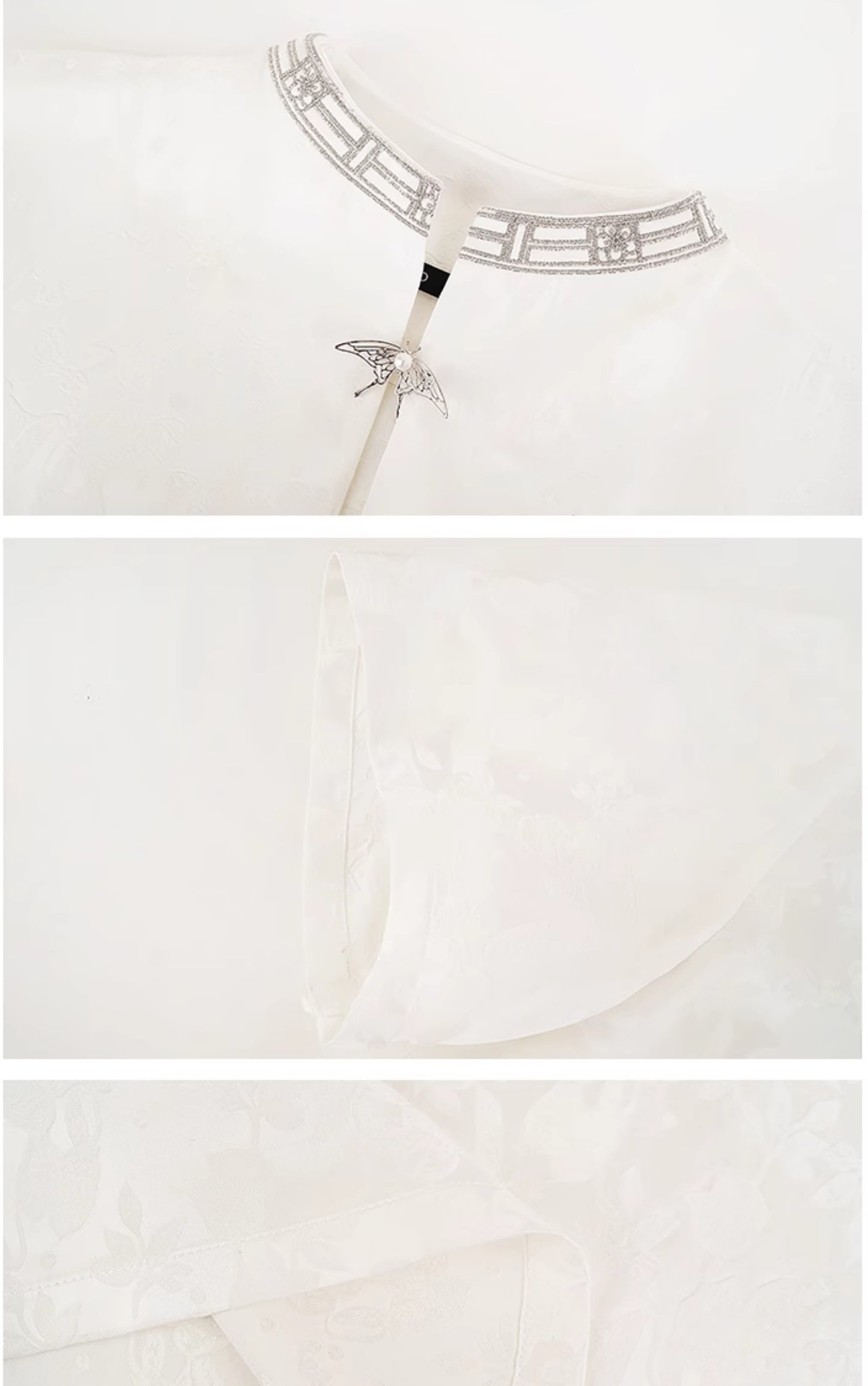 HECO Chinese Flower Embossed Disc Buckle Short Sleeve T-Shirt - BOND.