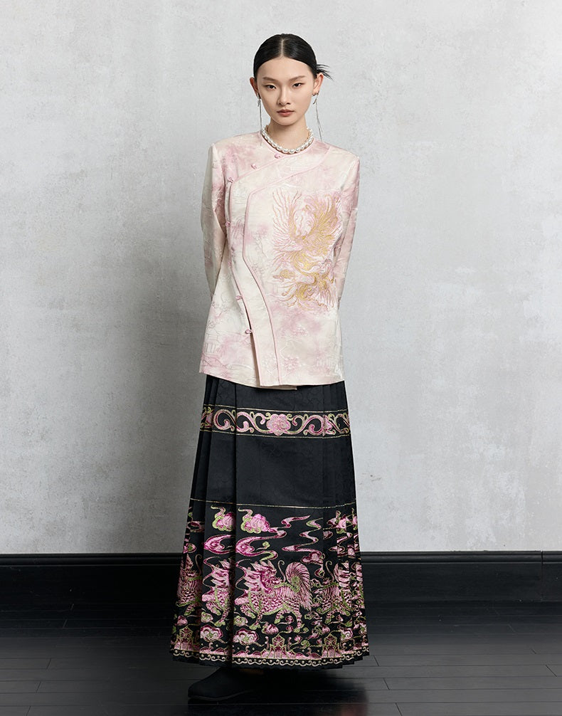 HECO 100% polyester pipa top  apricot phoenix tie-dye jacket women - guts.