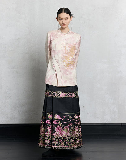 HECO 100% polyester pipa top  apricot phoenix tie-dye jacket women - guts.