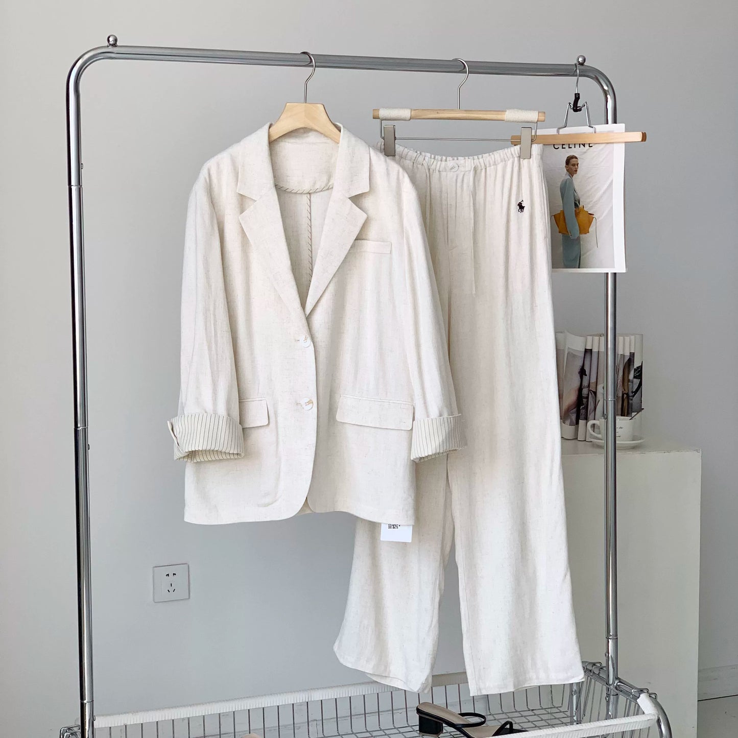 PIAOIN Premium Casual Linen Blazer Women's Versatile Straight Wide-leg Pants ALEXANDRA