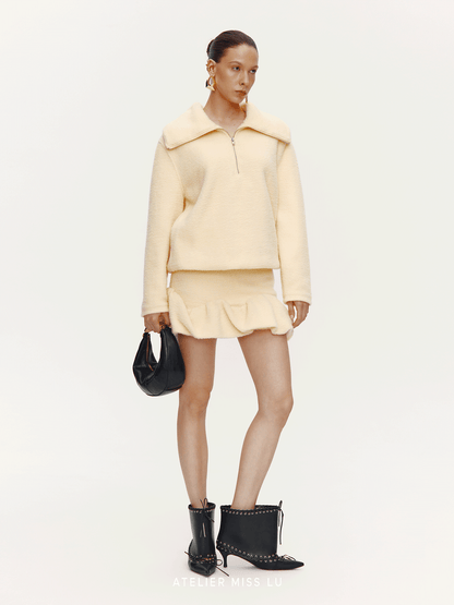ATELIER MISS LU Clouds Surround Spliced Sweatshirt skirt - LIGHT.