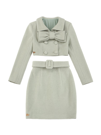 Le Palais Vintage Elegant cropped jacket with large lapel + high-waisted corporate hip suit skirt-Merritt.